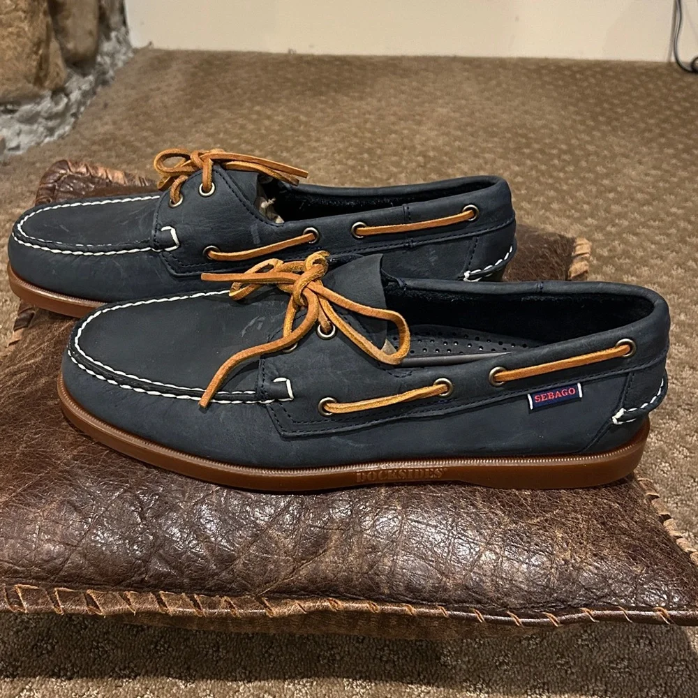 NWOT Sebago Men's “Portland” Blue Nubuck Leather Dockside’s Boat Shoes
